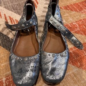 Free people ankle strap silver shoes